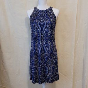 INC Stretch Tank Dress - Blue Paisley Print Key Hole Back - NEW!